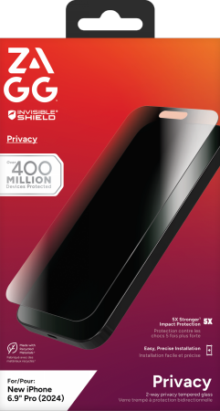 ZAGG InvisibleShield Glass Elite Privacy apsauginis stiklas iPhone 16 Pro Max telefonui
