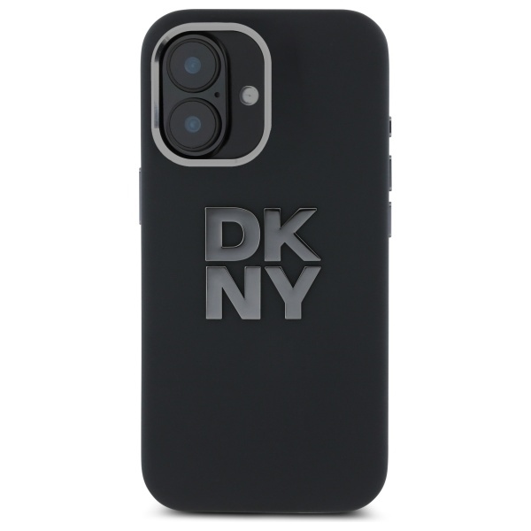DKNY Liquid Silicone Metal Logo dėklas telefonui iPhone 16 - juodas