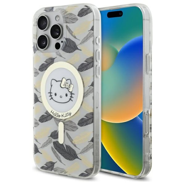 Hello Kitty IML Golden Leaves MagSafe dėklas telefonui iPhone 16 Pro Max - baltas