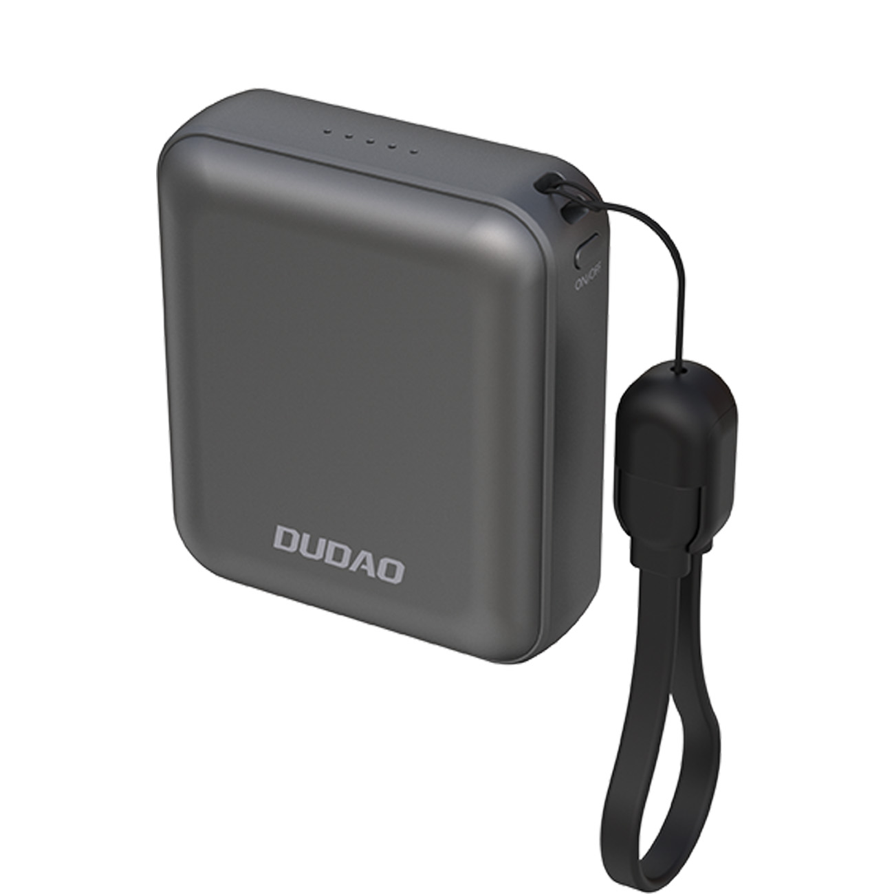 Dudao K22+ Itin kompaktiška išorinė baterija 10000mAh 22.5W USB-C su pakabuku/kabeliu - pilka