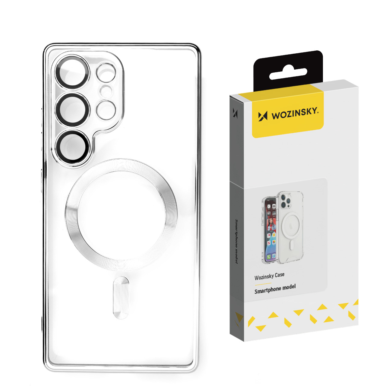 Wozinsky elektropluotas MagSafe dėklas Samsung Galaxy S24 FE - sidabrinis