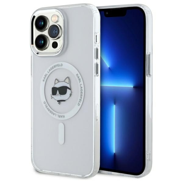Karl Lagerfeld IML Metalinė Choupette galva MagSafe dėklas iPhone 13 Pro - baltas