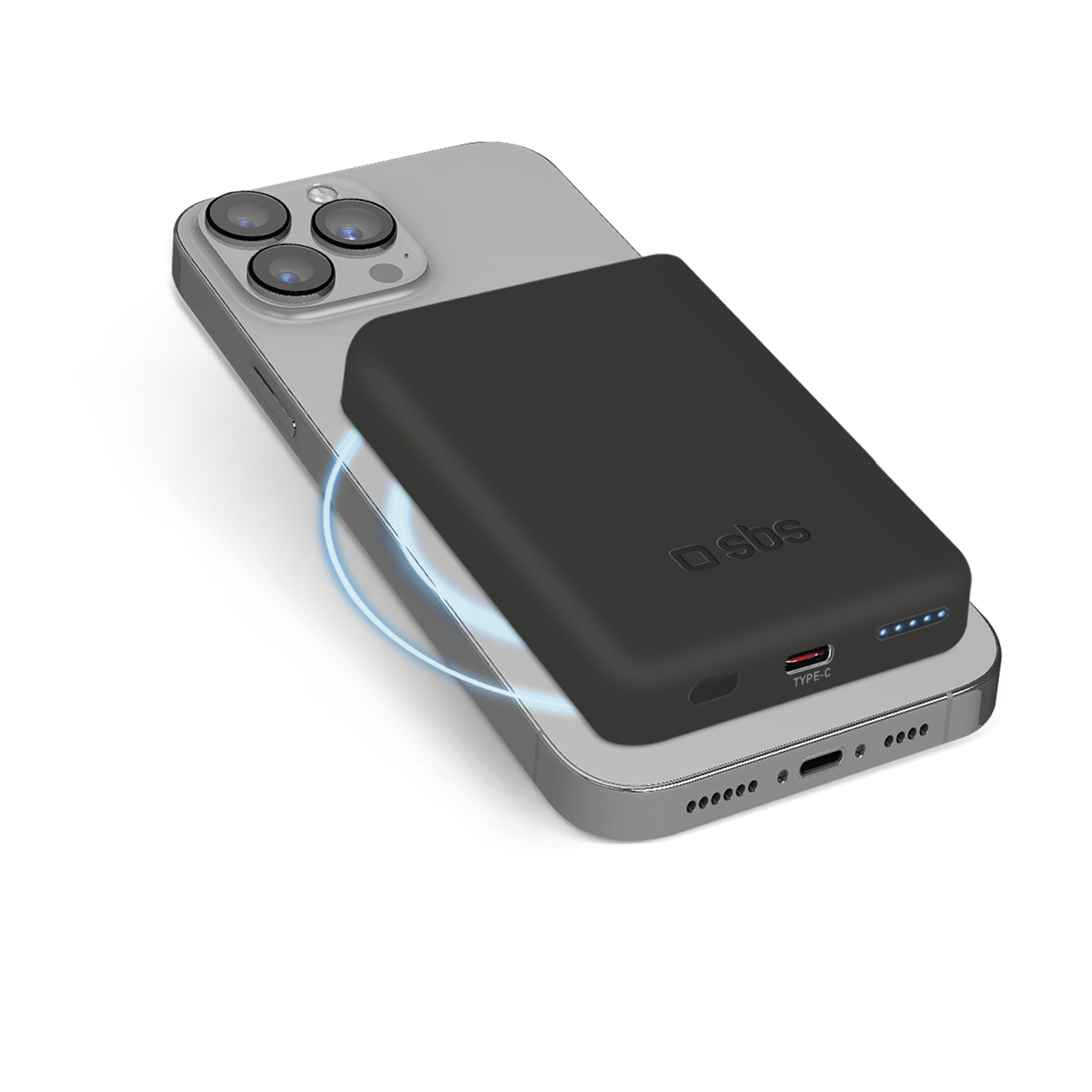 SBS TEBB5000MAG1CK Belaidė išorinė baterija 5000 mAh USB-C, suderinama su MagSafe - juoda