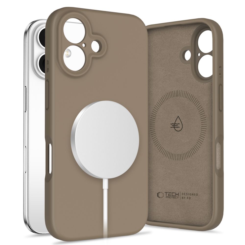 Tech-Protect Skysto silikono magnetinis dėklas telefonui iPhone 16 - rudas (m)
