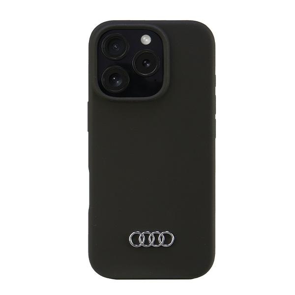 Audi Silikoninis dėklas telefonui iPhone 16 Pro 6.3" juodas/juodas kietas dėklas AU-LSRIP16P-Q3/D1-BK