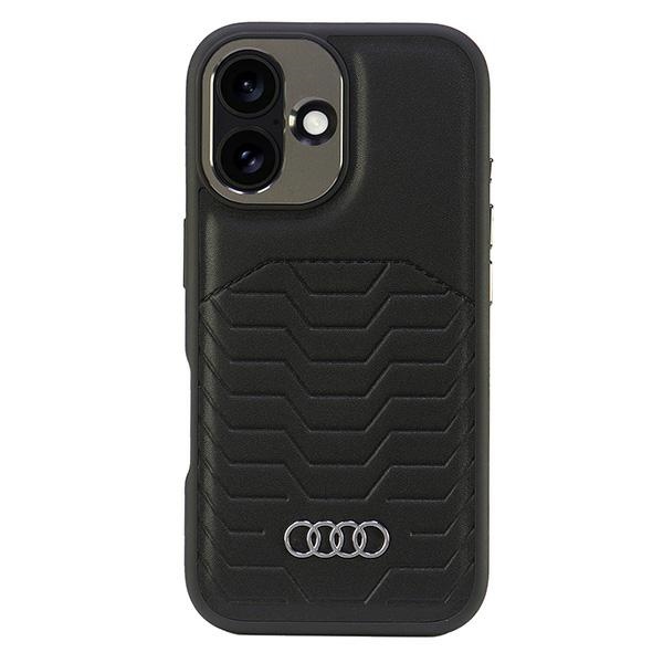 Audi Sintetinės odos Magnetinis iPhone 16 Plus 6.7" juodas/juodas kietas dėklas AU-TPUPCMIP16M-GT/D3-BK