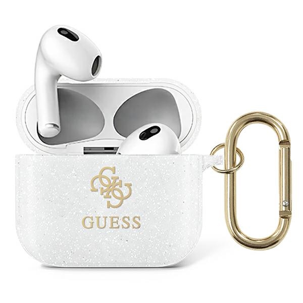 Guess GUA3UCG4GT AirPods 3 dėklas skaidrus Glitter kolekcija