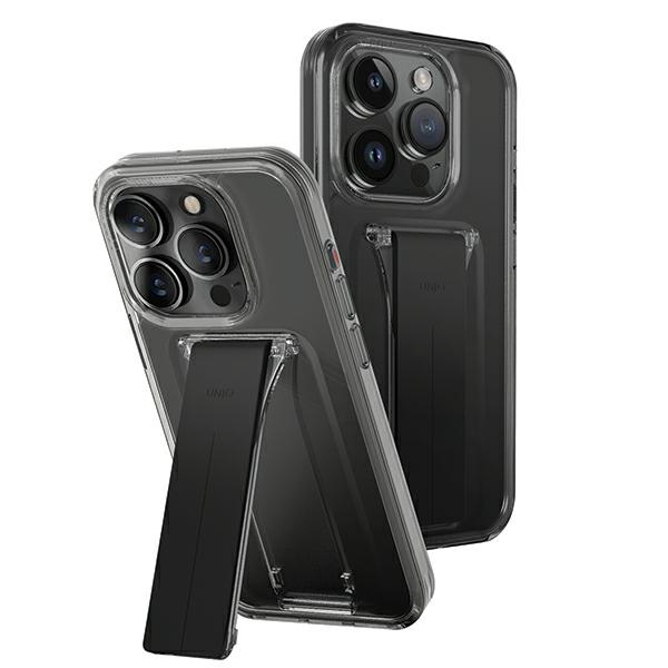 Uniq dėklas Heldro Mount su stovu iPhone 15 Pro 6.1" dūminis