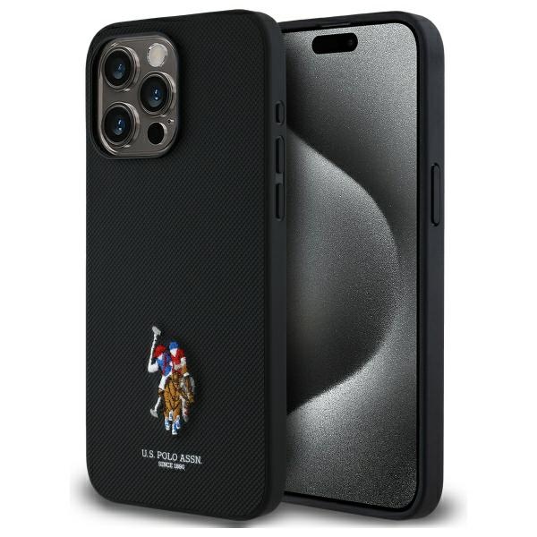 US Polo USHCP15XPEMK iPhone 15 Pro Max 6.7" juodas/juodas Siuvinėta DH spalva