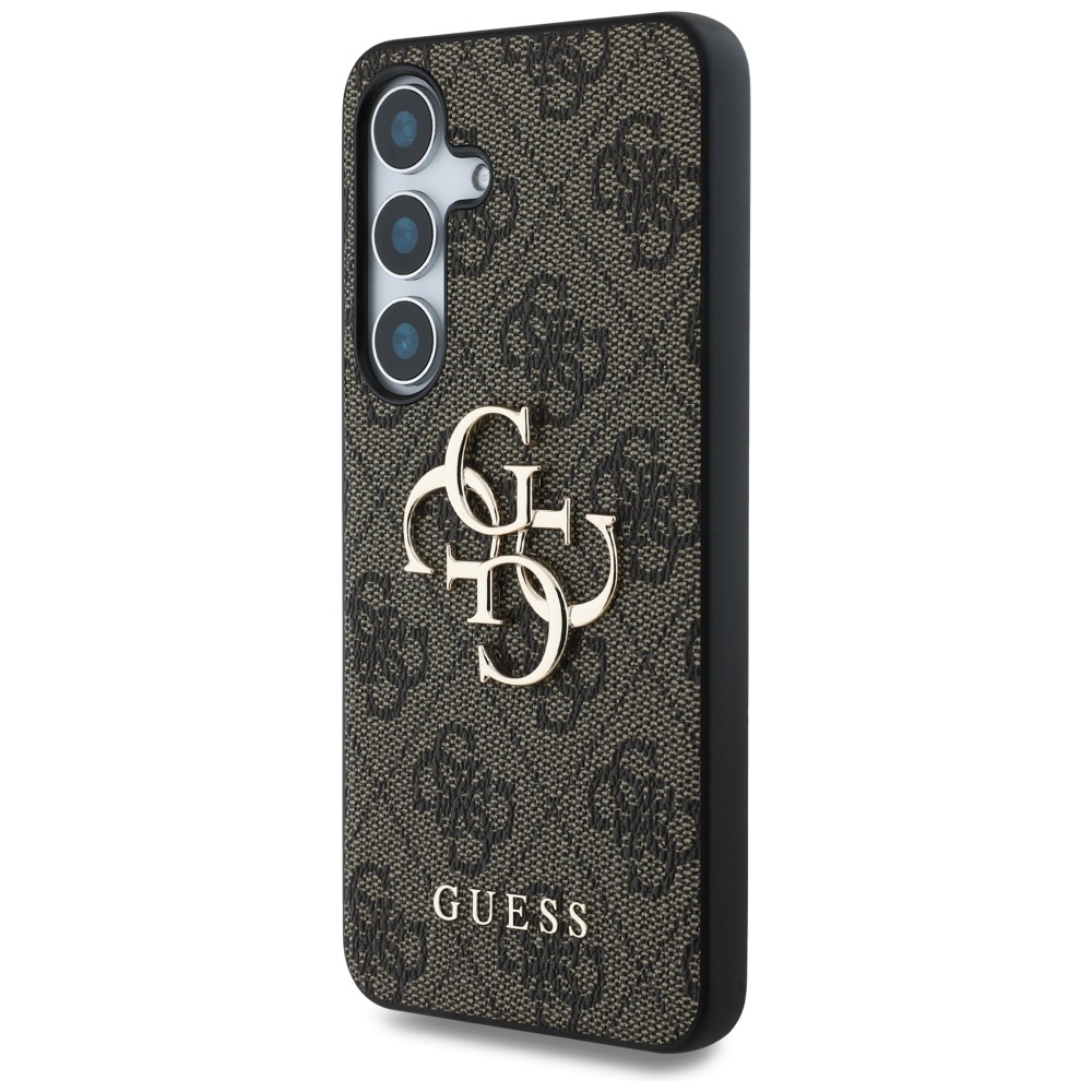 Guess didelis 4G logotipo dėklas Samsung Galaxy S25 rudas