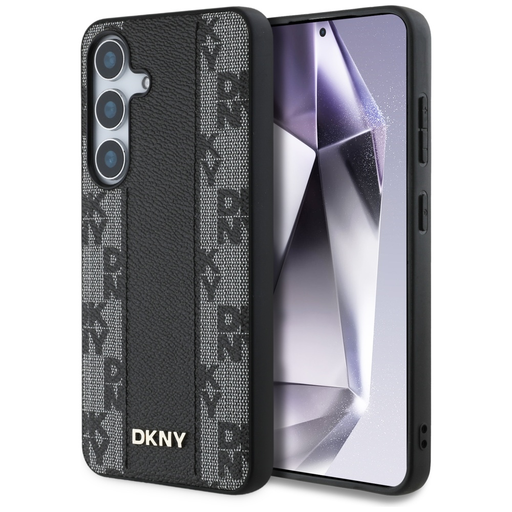 DKNY odinis languoto rašto magnetinis dėklas telefonui Samsung Galaxy S25 - juodas
