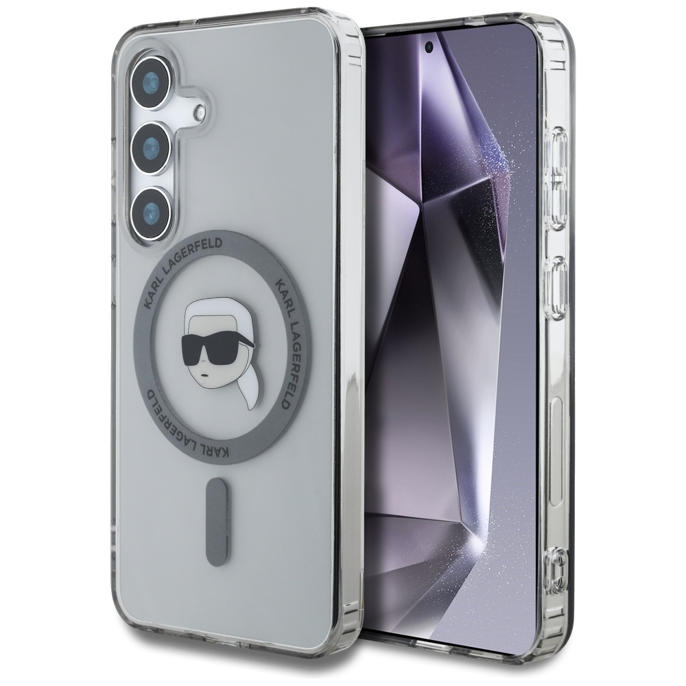 Dėklas Karl Lagerfeld Button Karl Head Printed Logo Magnetinis Samsung Galaxy S25 juodas