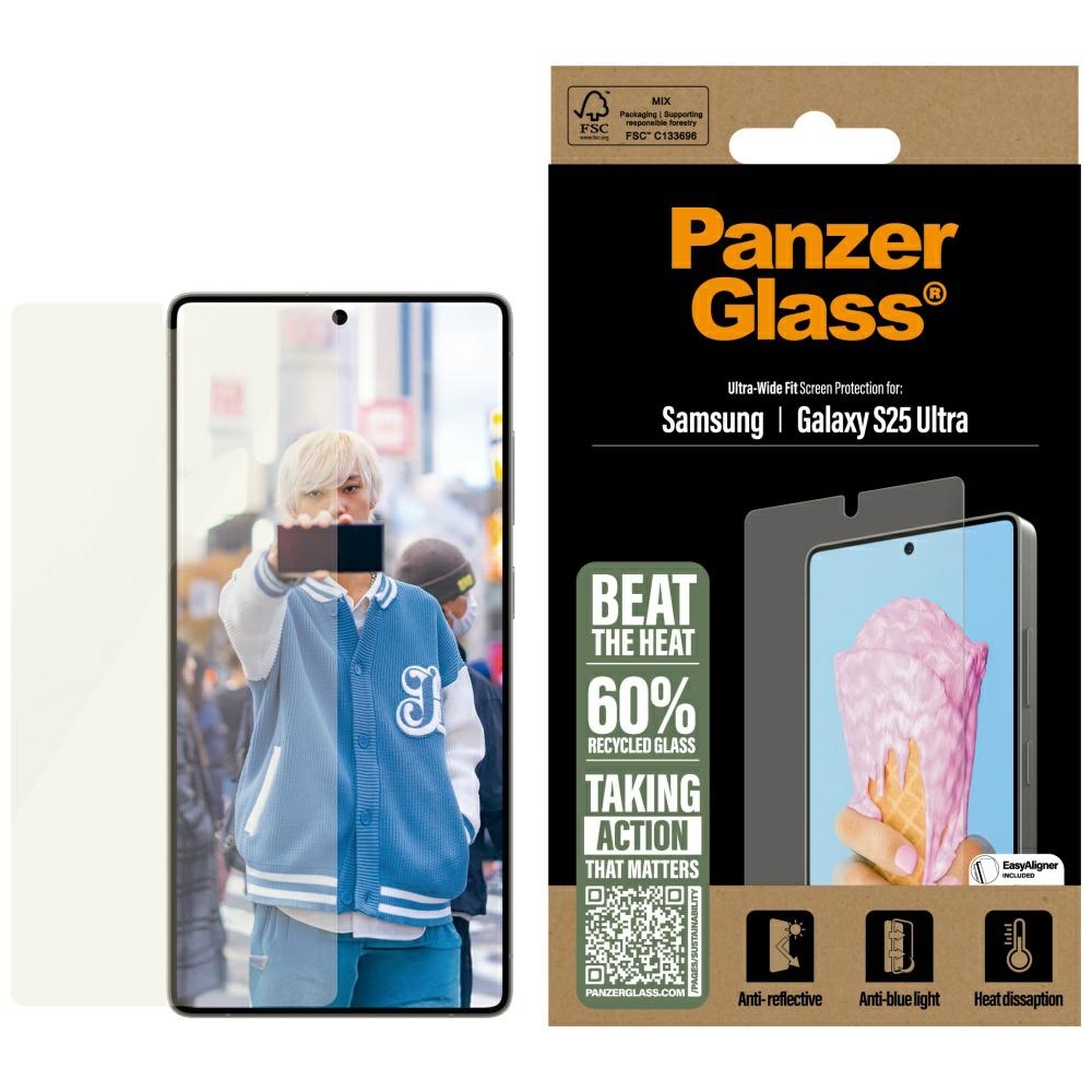 PanzerGlass viskas viename itin plonas grūdintas stiklas Samsung Galaxy S25 Ultra