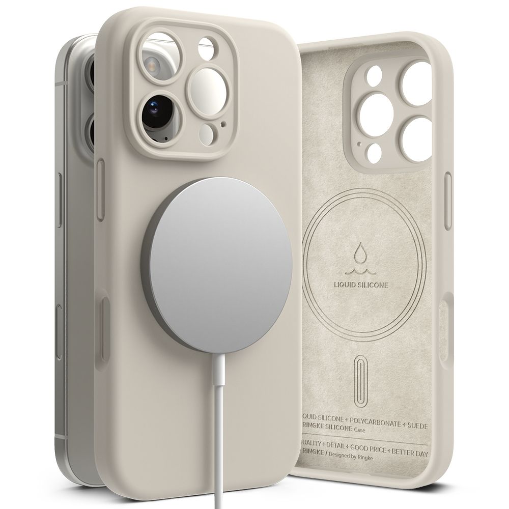 Ringke Silikoninis Magnetinis iPhone 16 Pro Dėklas - Smėlinis