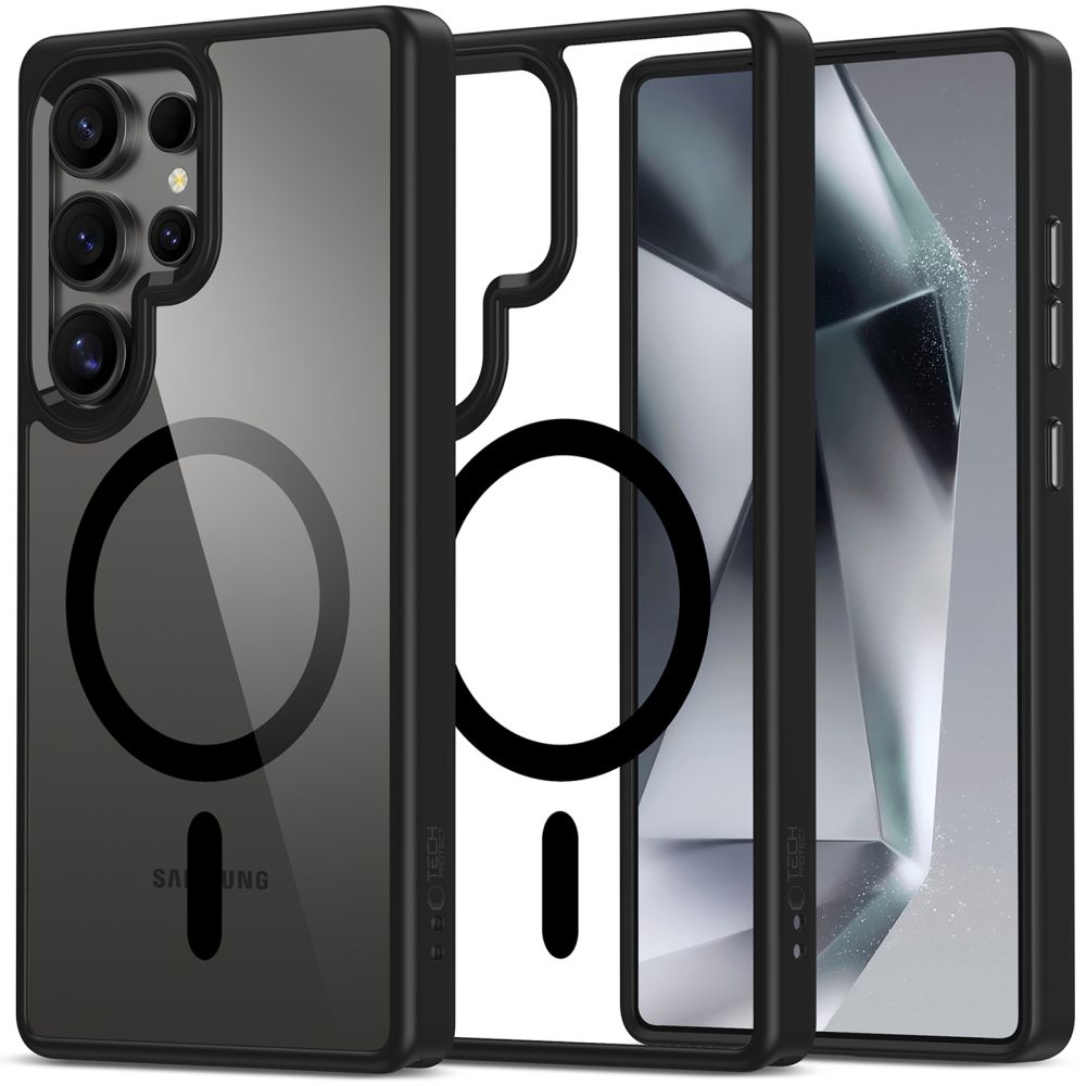 Tech-Protect MagMat MagSafe dėklas telefonui Samsung Galaxy S25 Ultra - skaidrus juodas