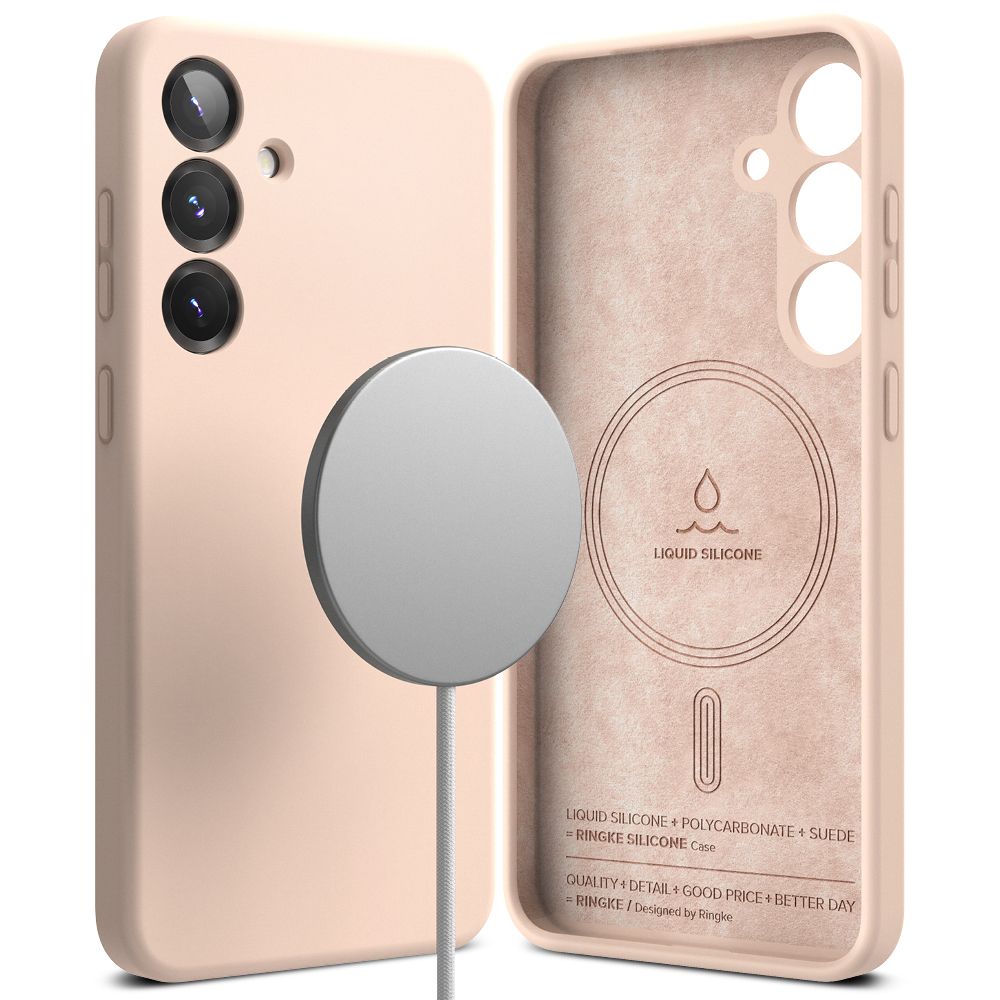 Ringke silikoninis magnetinis dėklas telefonui Samsung Galaxy S25+ - rožinis
