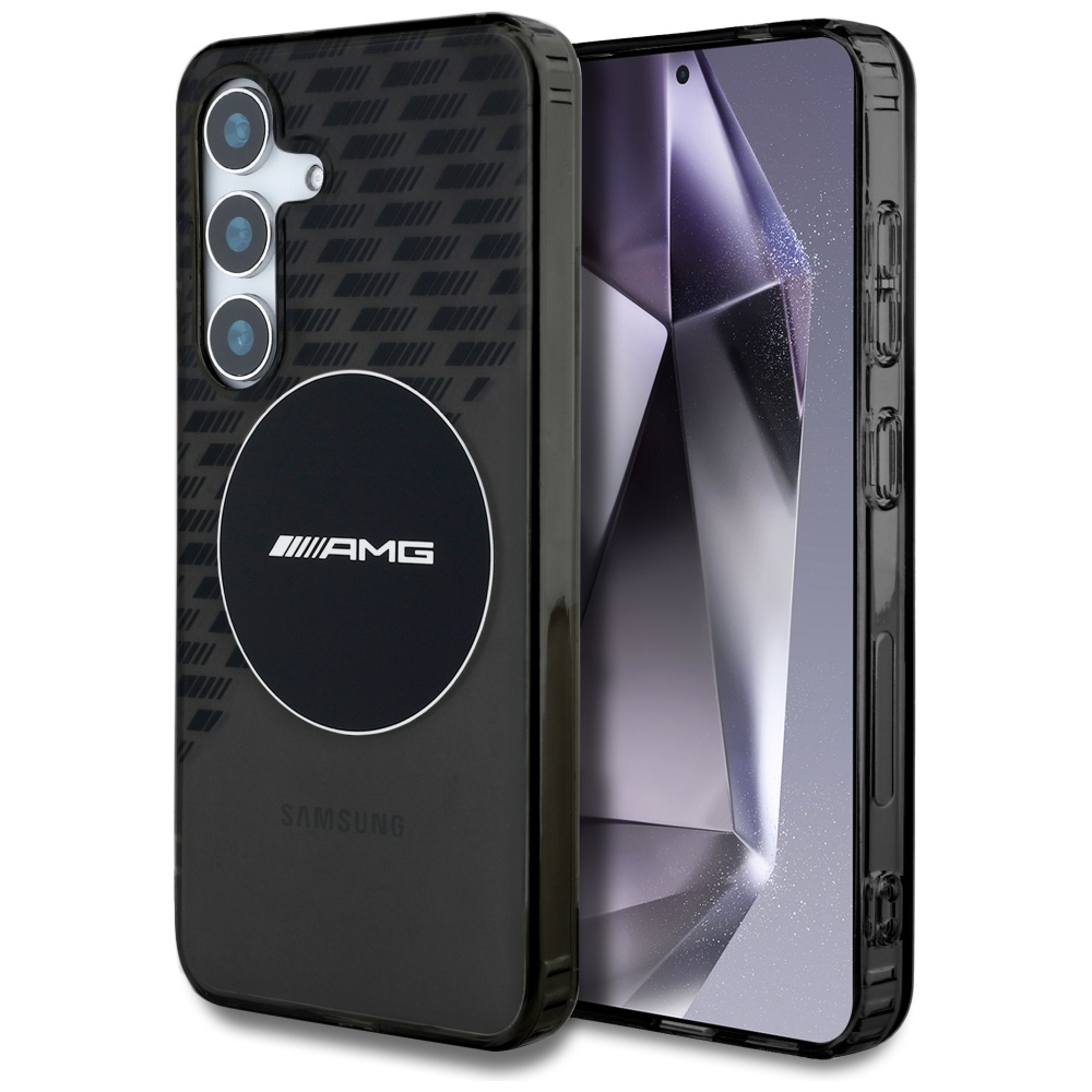 AMG Magnetinis permatomas rombų dėklas telefonui Samsung Galaxy S25 - juodas