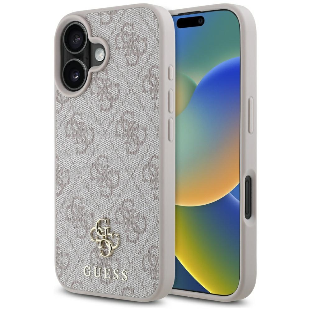 Guess HC PU 4G mažas 4G ir klasikinis dėklas iPhone 16 MagSafe - rožinis