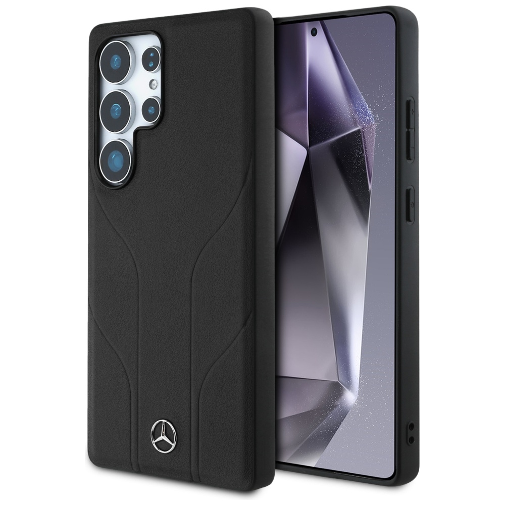 Mercedes Odinis Įspaustos linijos Magnetinis dėklas Samsung Galaxy S25 Ultra - juodas