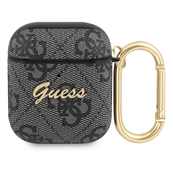 Guess 4G Script Metal Collection dėklas AirPods 1 / 2 - Pilkas
