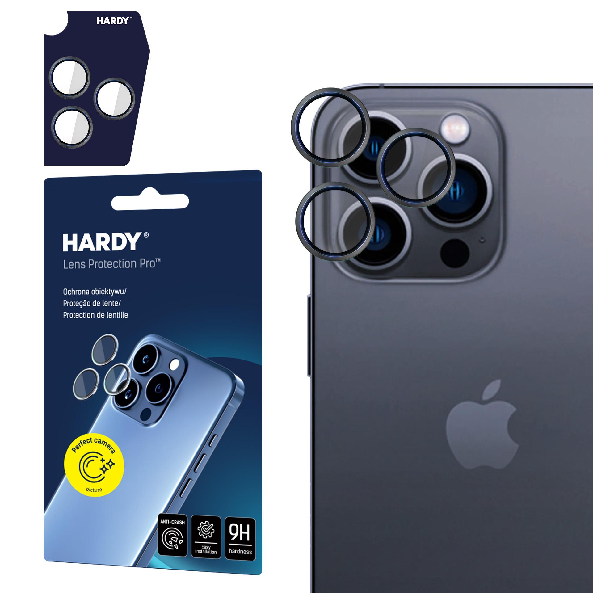 Hardy Lens Protection Pro juodas stiklas kamerų objektyvams Apple iPhone 16 Pro / 16 Pro Max - juodas