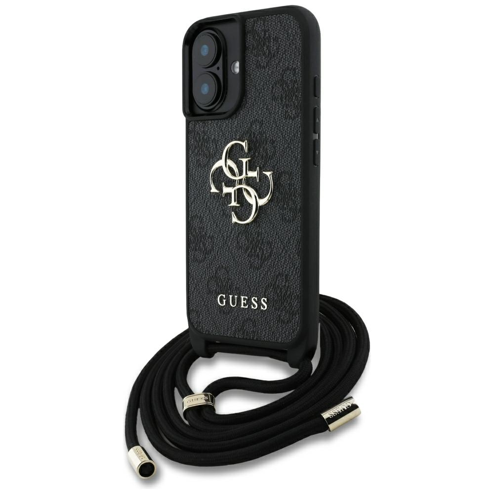 Guess 4G Big Logo Cord Stap dėklas telefonui iPhone 16 - juodas