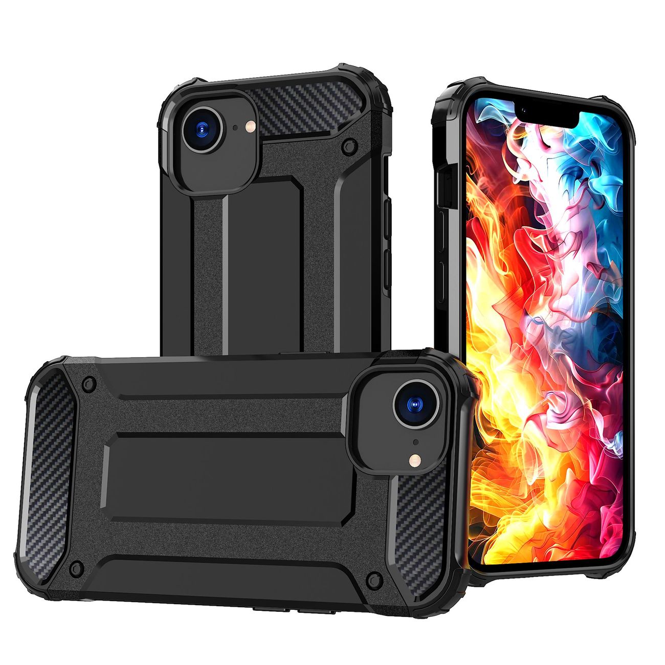 Hybrid Armor dėklas telefonui iPhone 16e - juodas