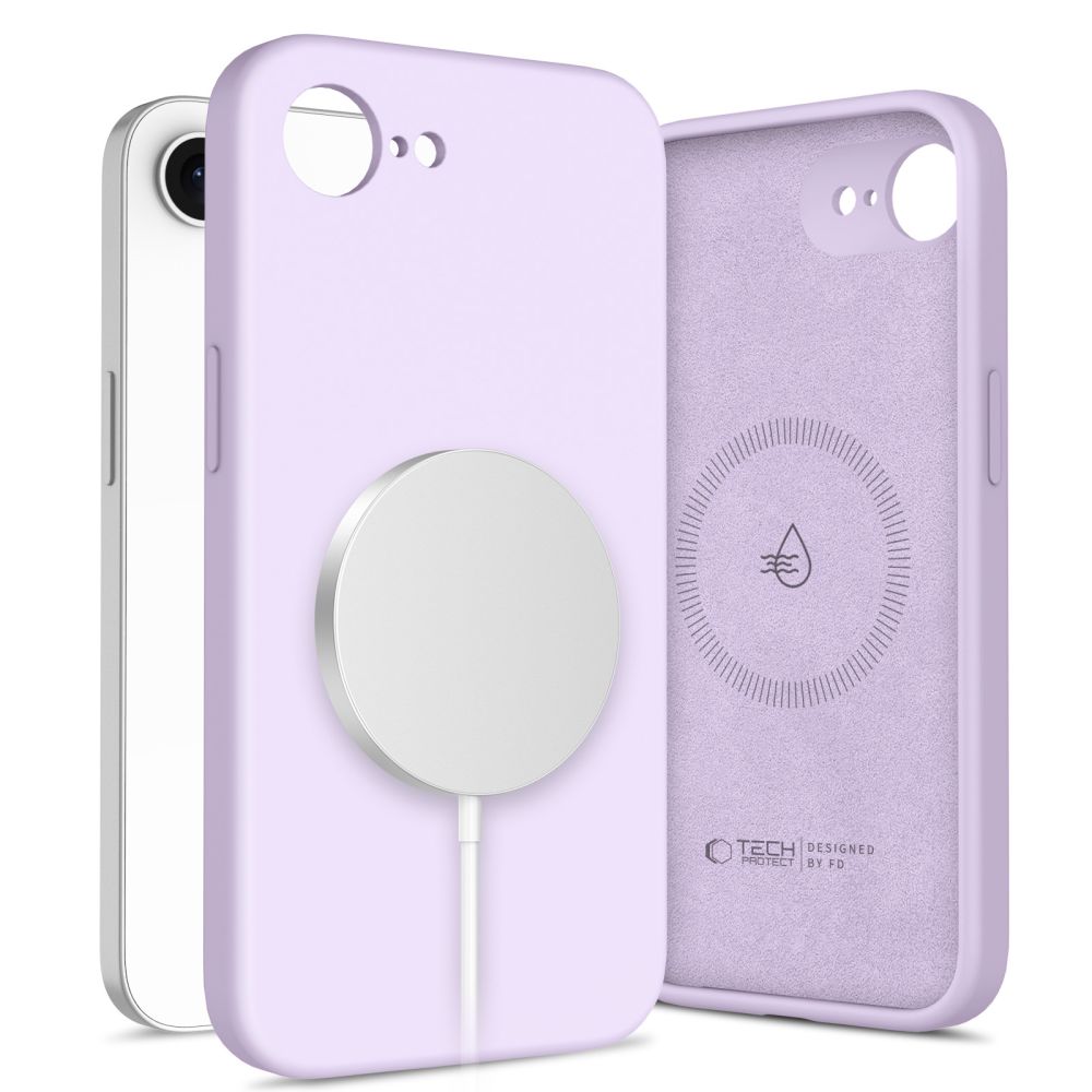 Tech-Protect Skystas silikoninis Magnetinis iPhone 16e dėklas - violetinė