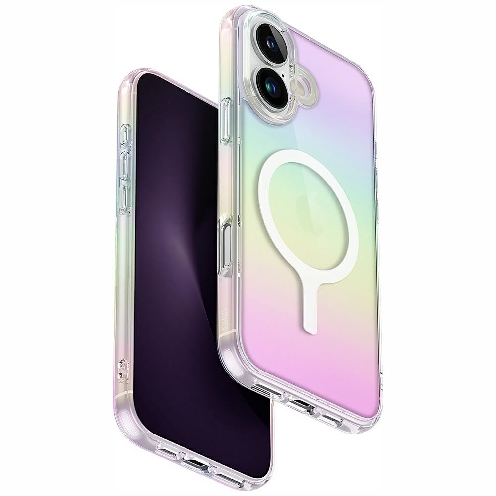 Uniq Iridescia Magclick įkrovimo dėklas iPhone 16 Plus – įvairiaspalvis