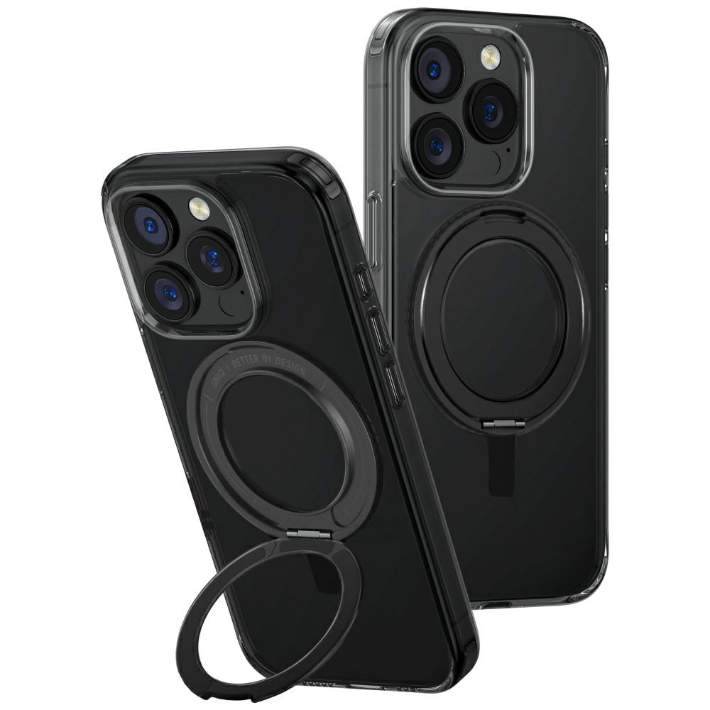 Uniq Swivix 360 sukamas stovas dėklas telefonui iPhone 16 Pro - juodas