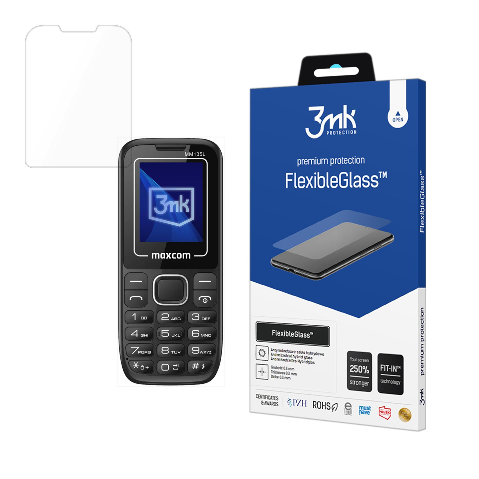 Hibridinis stiklas 3mk FlexibleGlass Maxcom Classic MM135L