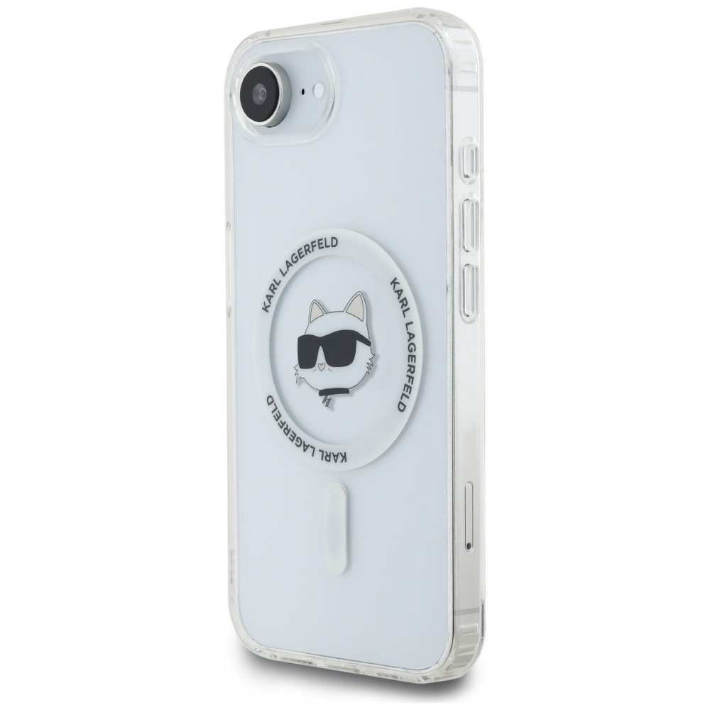 Karl Lagerfeld IML Metal Choupette Head MagSafe iPhone 16e dėklas telefonui - baltas
