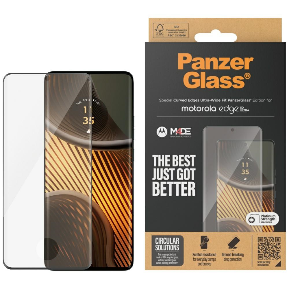 PanzerGlass itin platus temperuotas stiklas skirtas Motorola Edge 50 Ultra