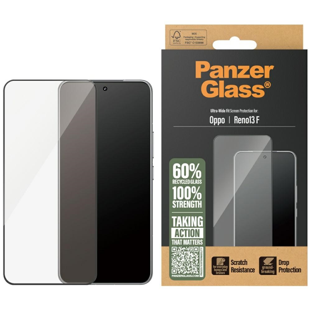 PanzerGlass itin platus grūdintas stiklas su juodu rėmeliu Oppo Reno13 F