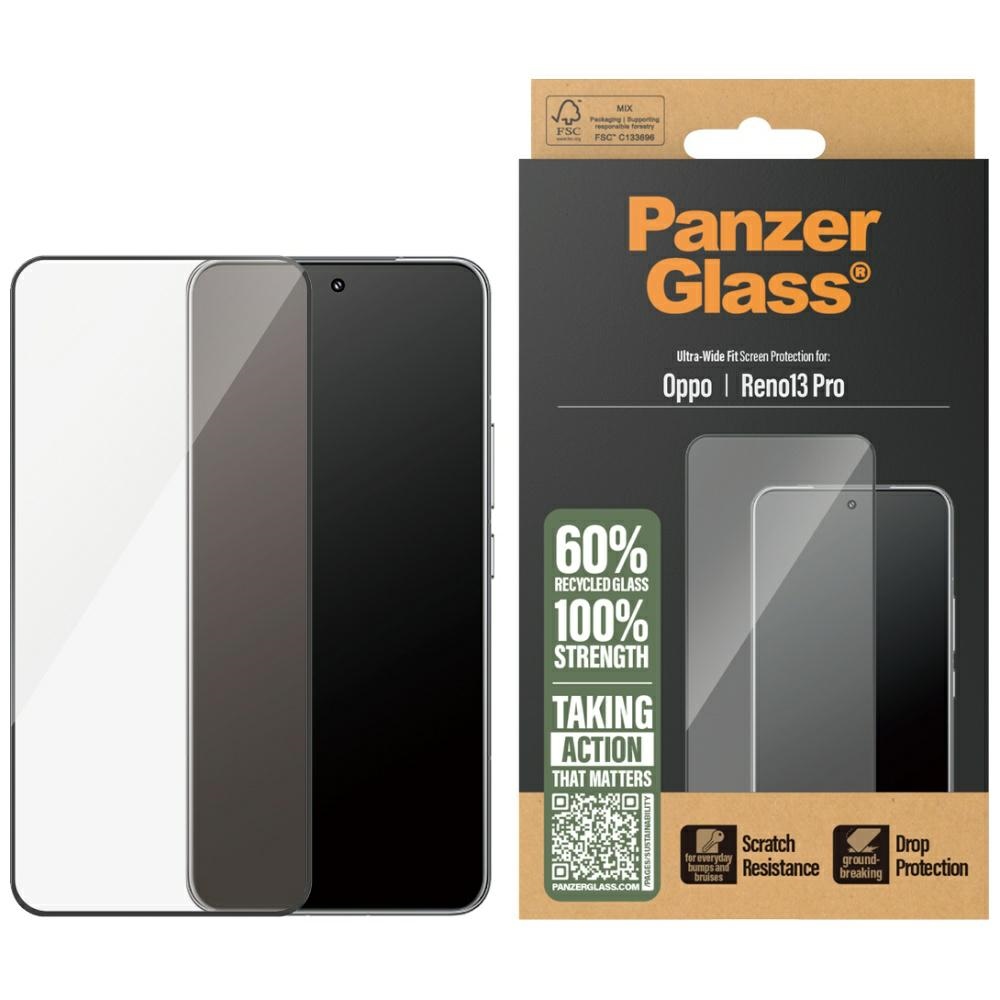 PanzerGlass itin platus grūdintas stiklas su juodu rėmeliu Oppo Reno13 Pro
