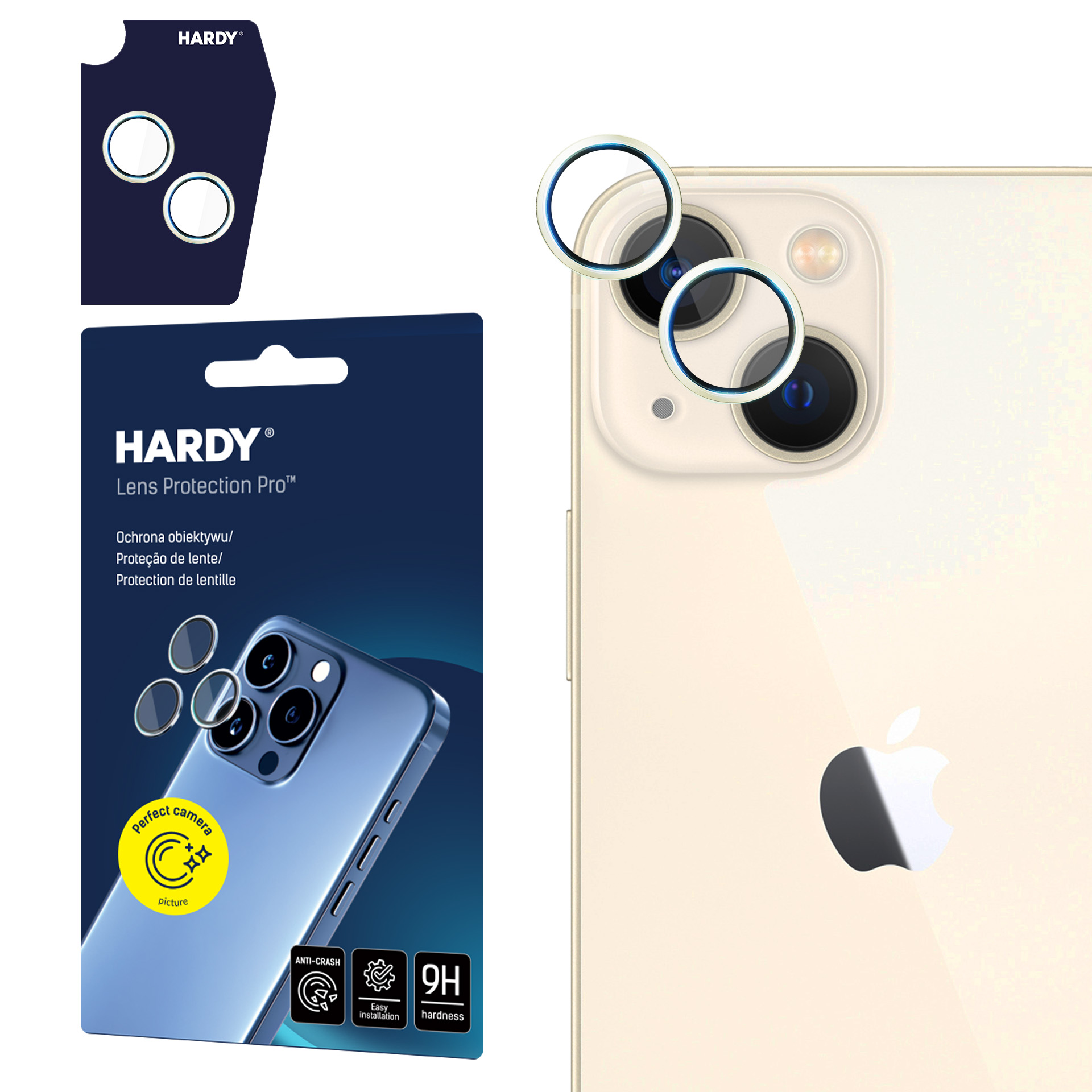3mk HARDY objektyvo apsauginis stiklas Apple iPhone 15 / 15 Plus - geltona