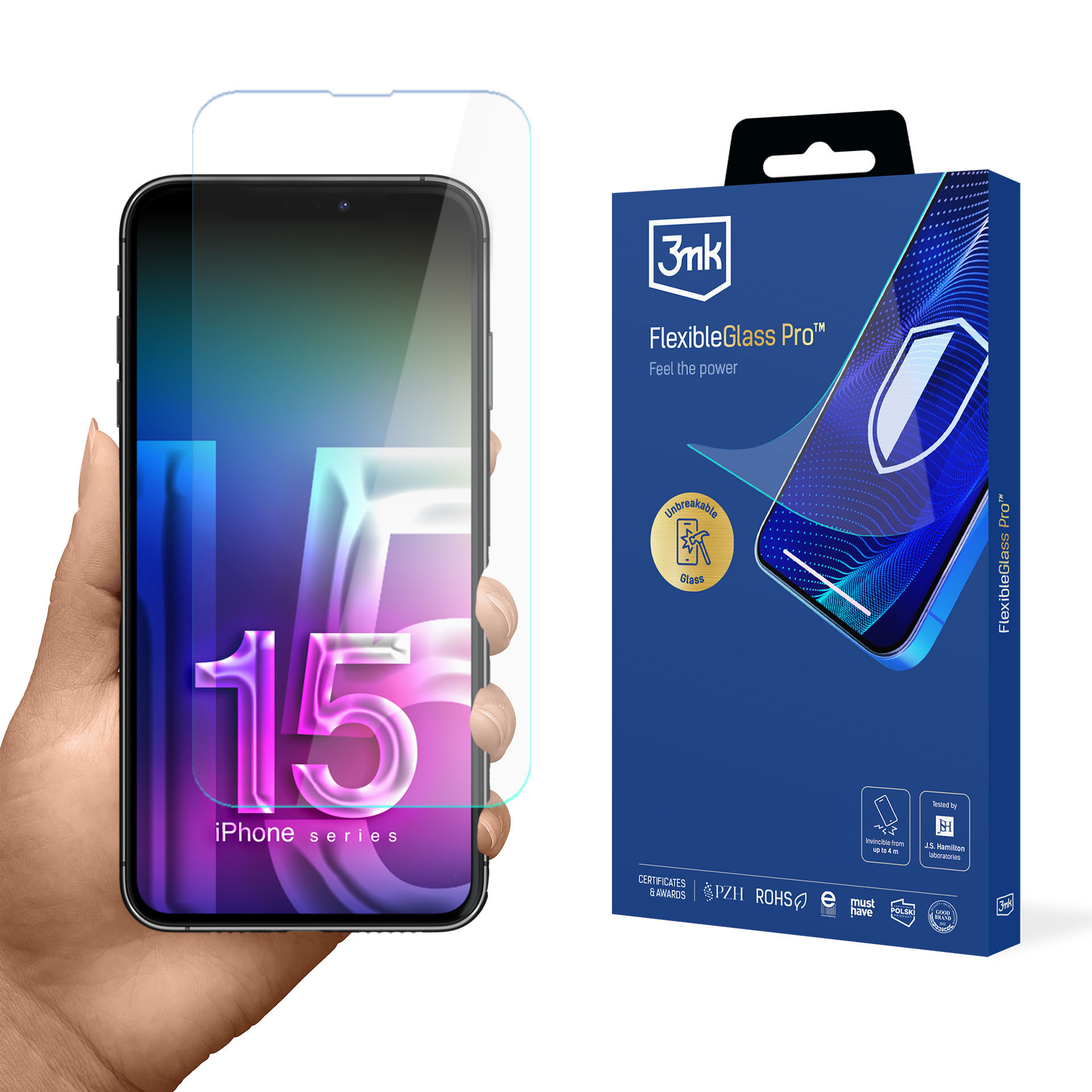 Hibridinis stiklas 3mk FlexibleGlass Pro v2.0 Apple iPhone 15 Pro Max