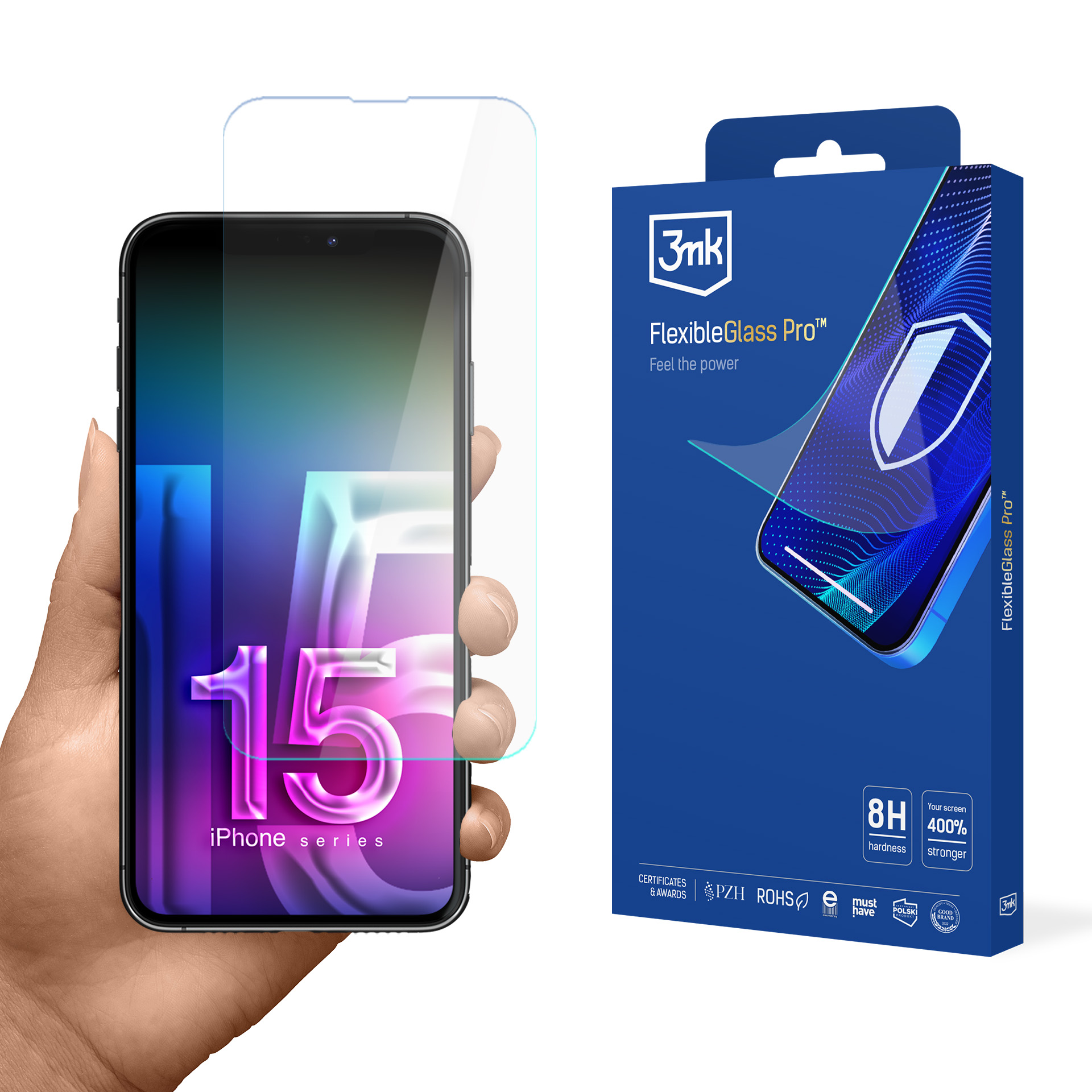 Hibridinis stiklas 3mk FlexibleGlass Pro v2.0 Apple iPhone 15