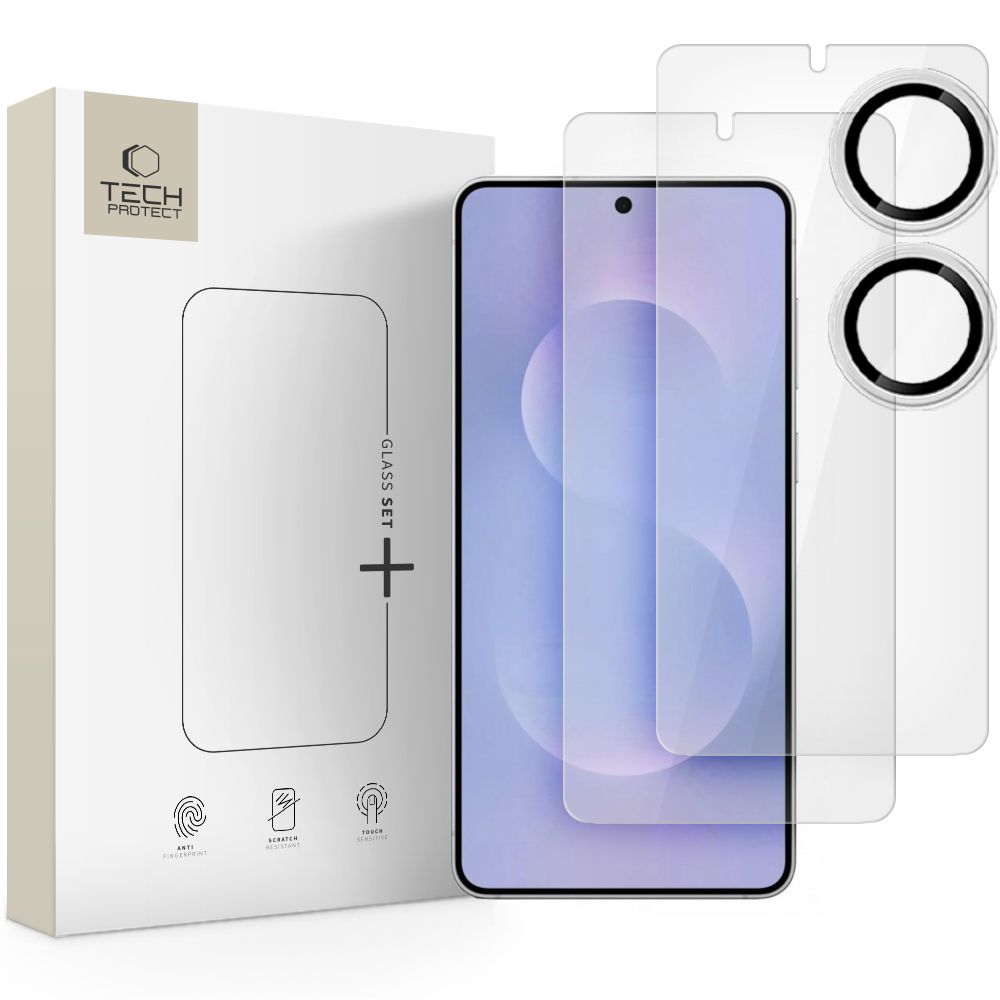 Grūdintas stiklas Tech-Protect Glass Set+ 3 vnt. Samsung Galaxy S25 Edge - Skaidrus