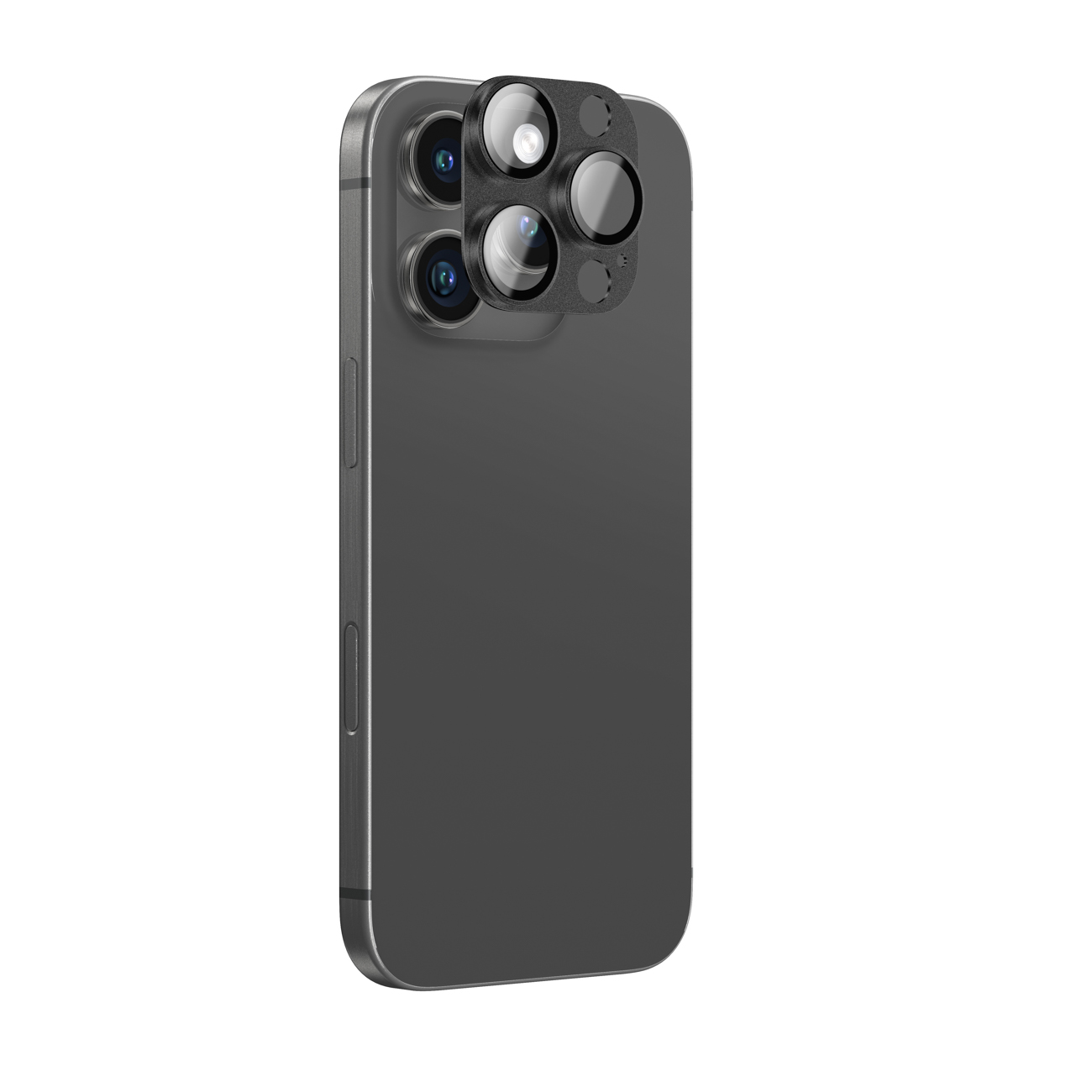 AmazingThing aviacijos klasės lydinio grūdintas stiklas objektyvui iPhone 16 Pro / 16 Pro Max - juodas