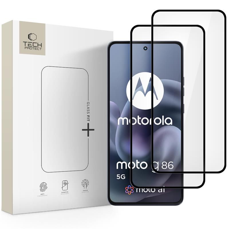 Tech-Protect Glass Fit+ 2 dalių grūdinto stiklo rinkinys Motorola Moto G86 5G / G86 5G Power - juodas