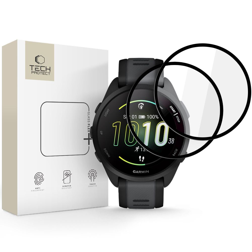 Tech-Protect Glass Flex+ 2 dalių hibridinio stiklo rinkinys Garmin Forerunner 165 - juodas
