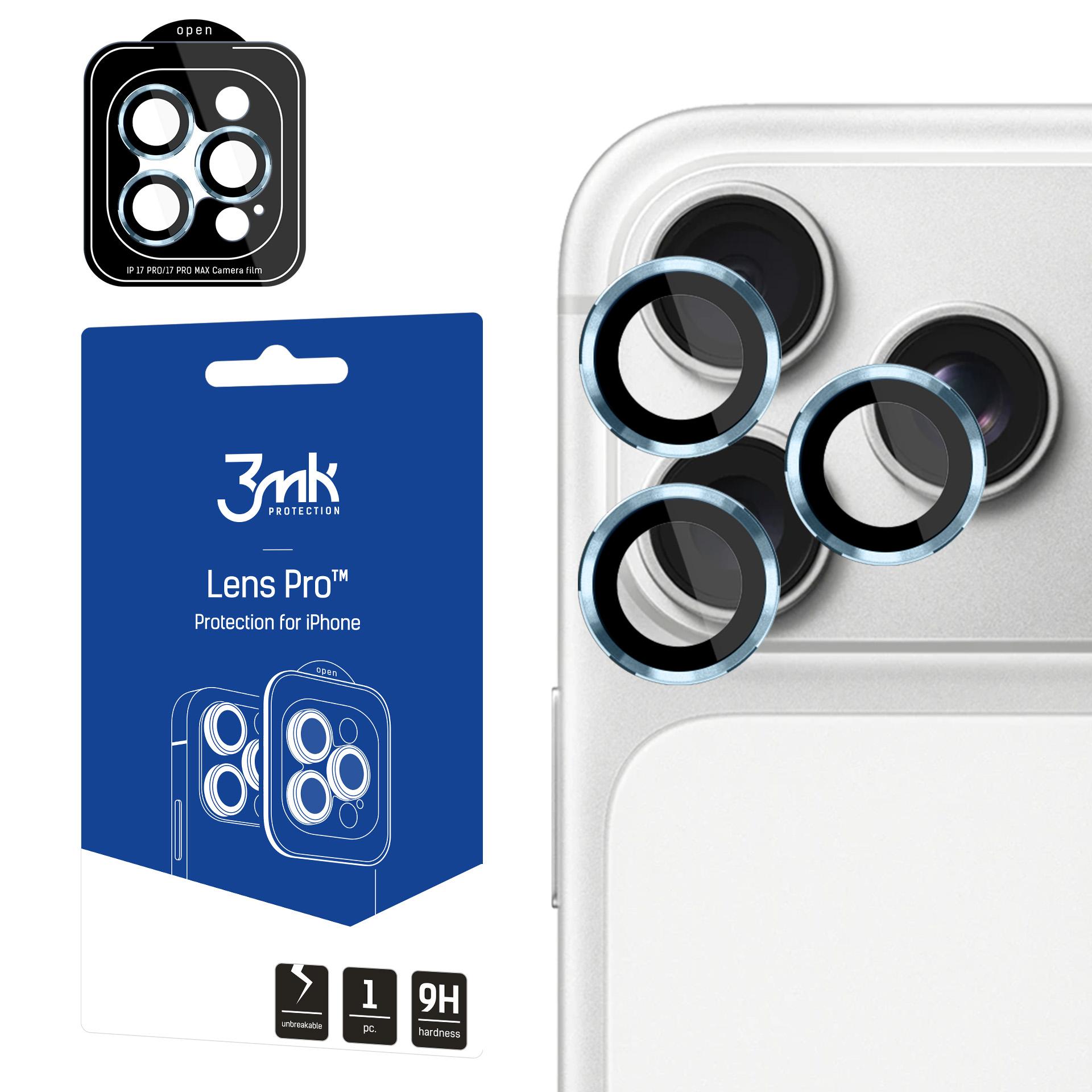 3mk Lens Protection Pro apsauginis stiklas iPhone 17 Pro / 17 Pro Max - šviesiai mėlyna