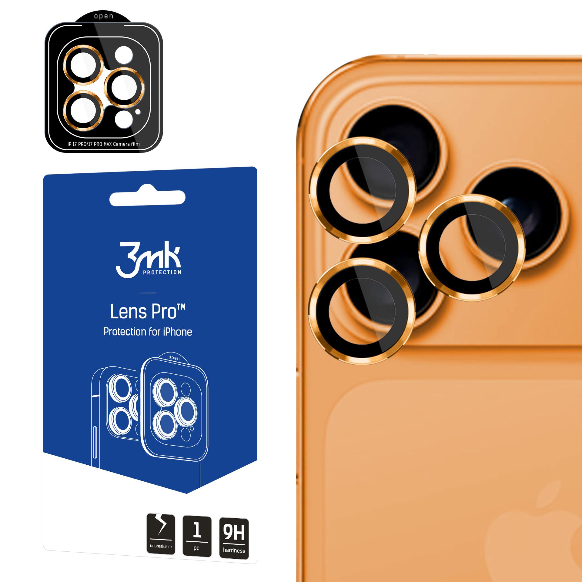 3mk Lens Protection Pro apsauginis stiklas iPhone 17 Pro / 17 Pro Max - oranžinė