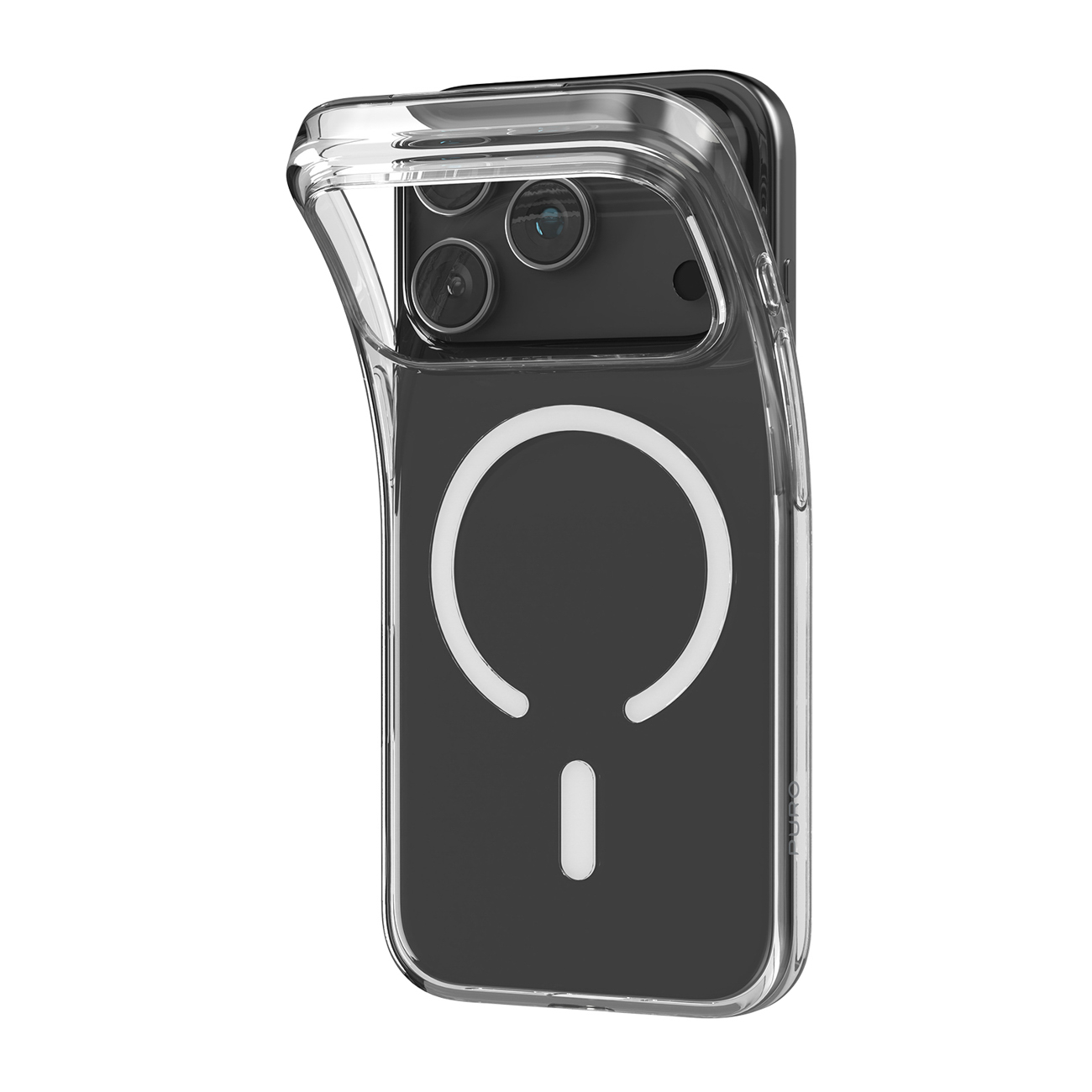 Puro 0.3 MAG itin plonas TPU dėklas telefonui suderinamas su Magnetiniu įkrovimu iPhone 17 Pro - skaidrus