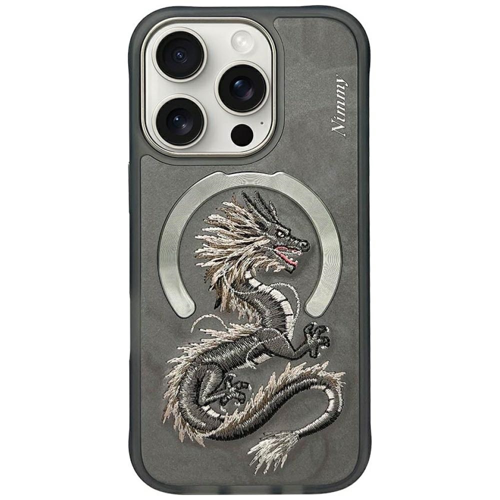 Nimmy Dragon Magnetinis dėklas iPhone 16 Pro - pilkas
