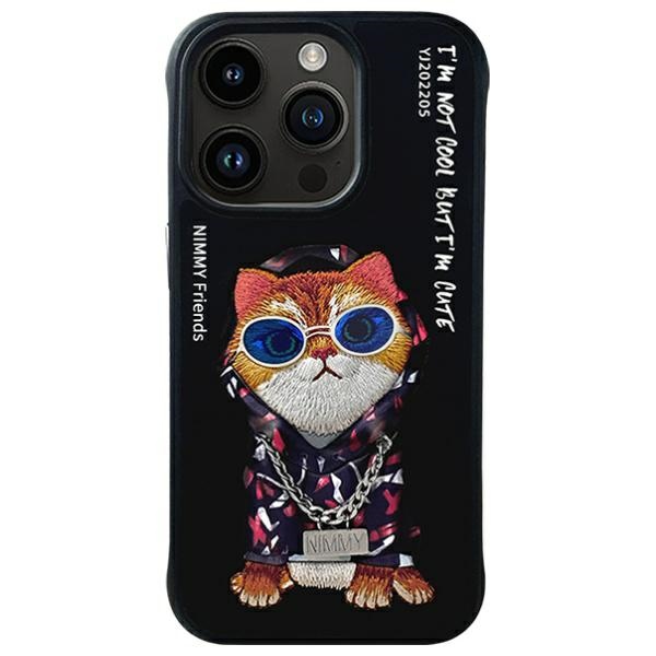 Nimmy Glasses Cool Cat dėklas iPhone 15 Pro Max - juodas