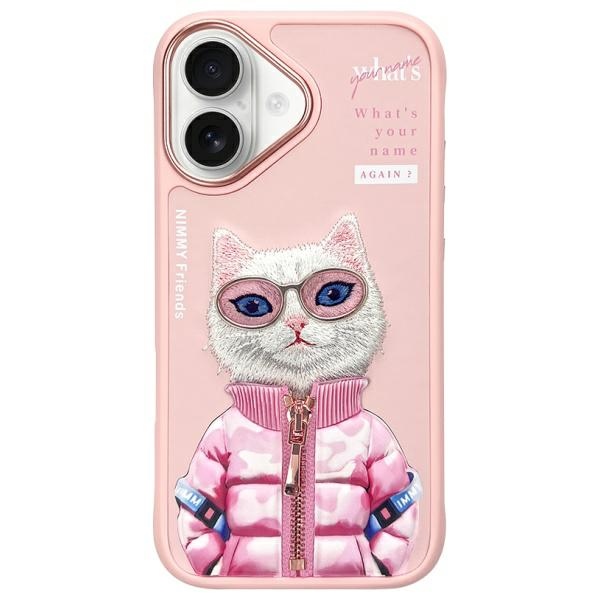 Nimmy Cool&Cute 2.0 Katės dėklas telefonui iPhone 16 - rožinė