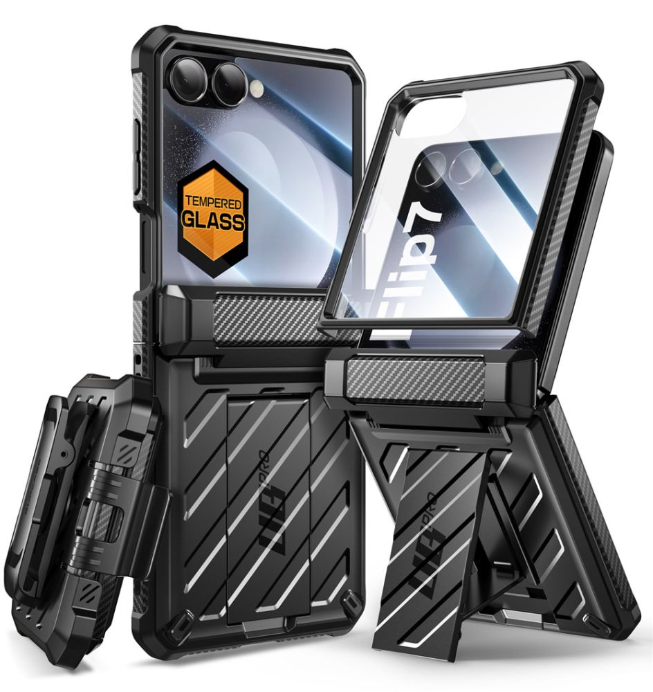 Supcase Unicorn Beetle Pro dėklas telefonui Samsung Galaxy Z Flip 7 - juodas