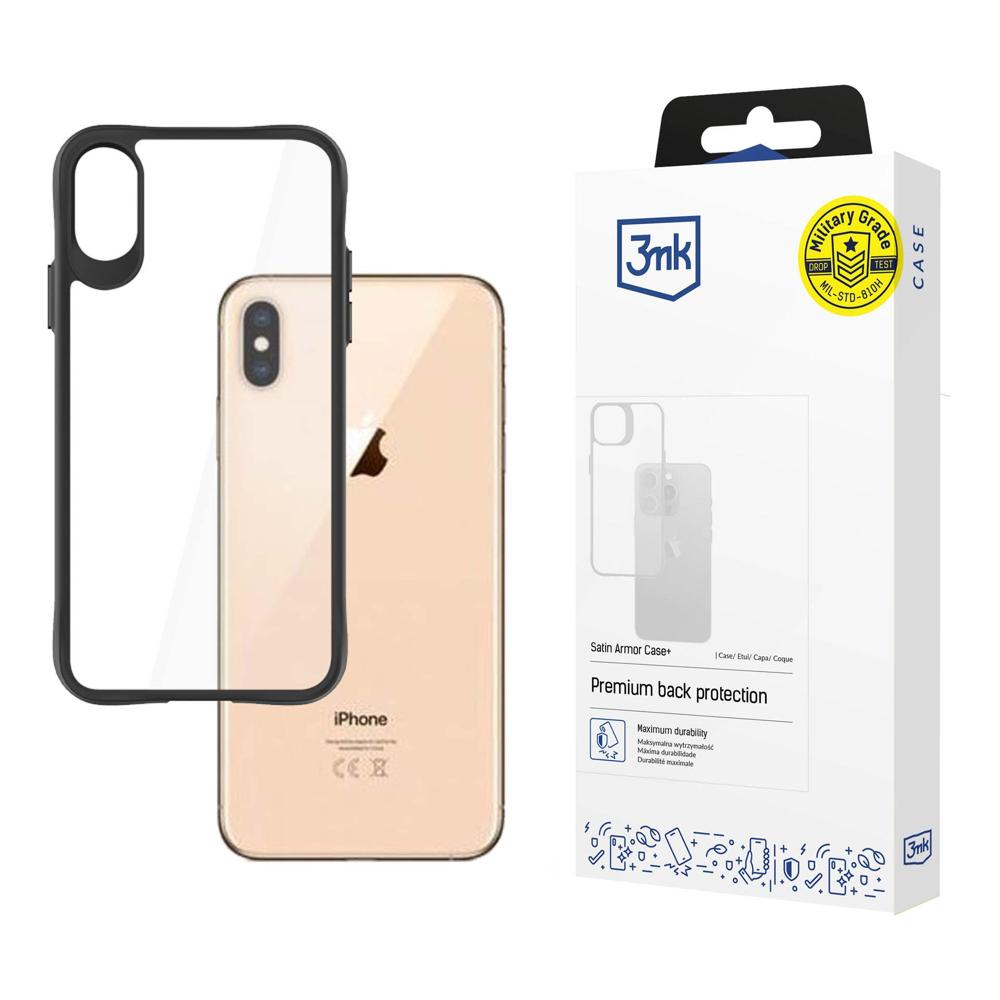 3mk Satin Armor Case+ dėklas telefonui iPhone Xs Max - permatomas juodas